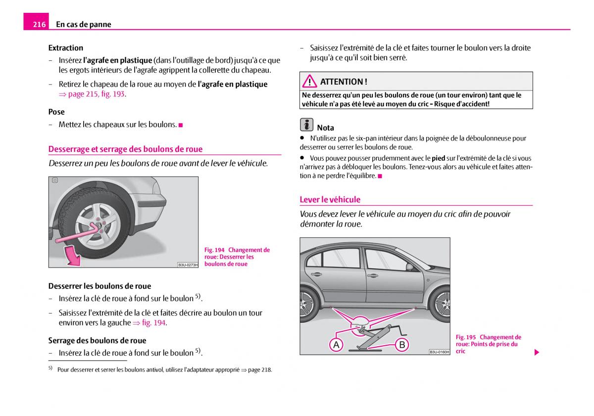 Skoda Superb I 1 manuel du proprietaire / page 217