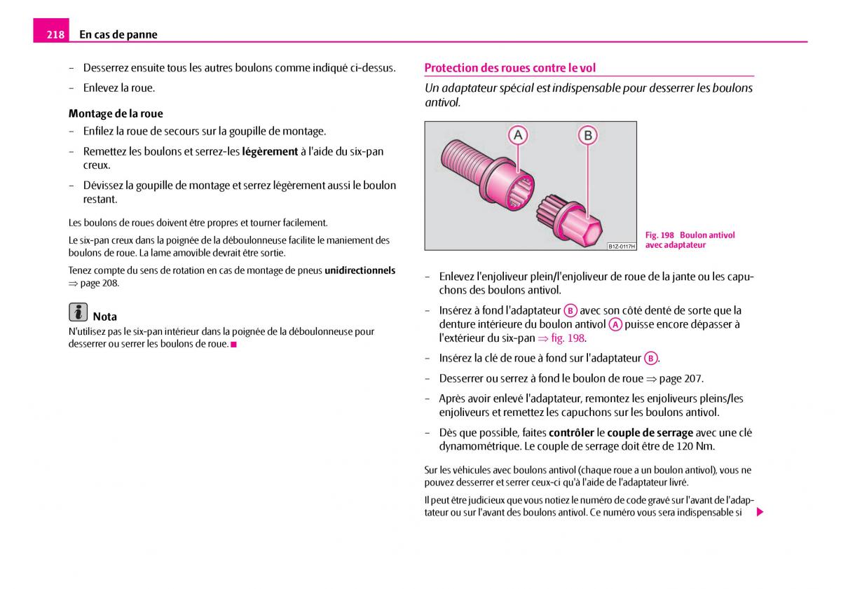 Skoda Superb I 1 manuel du proprietaire / page 219