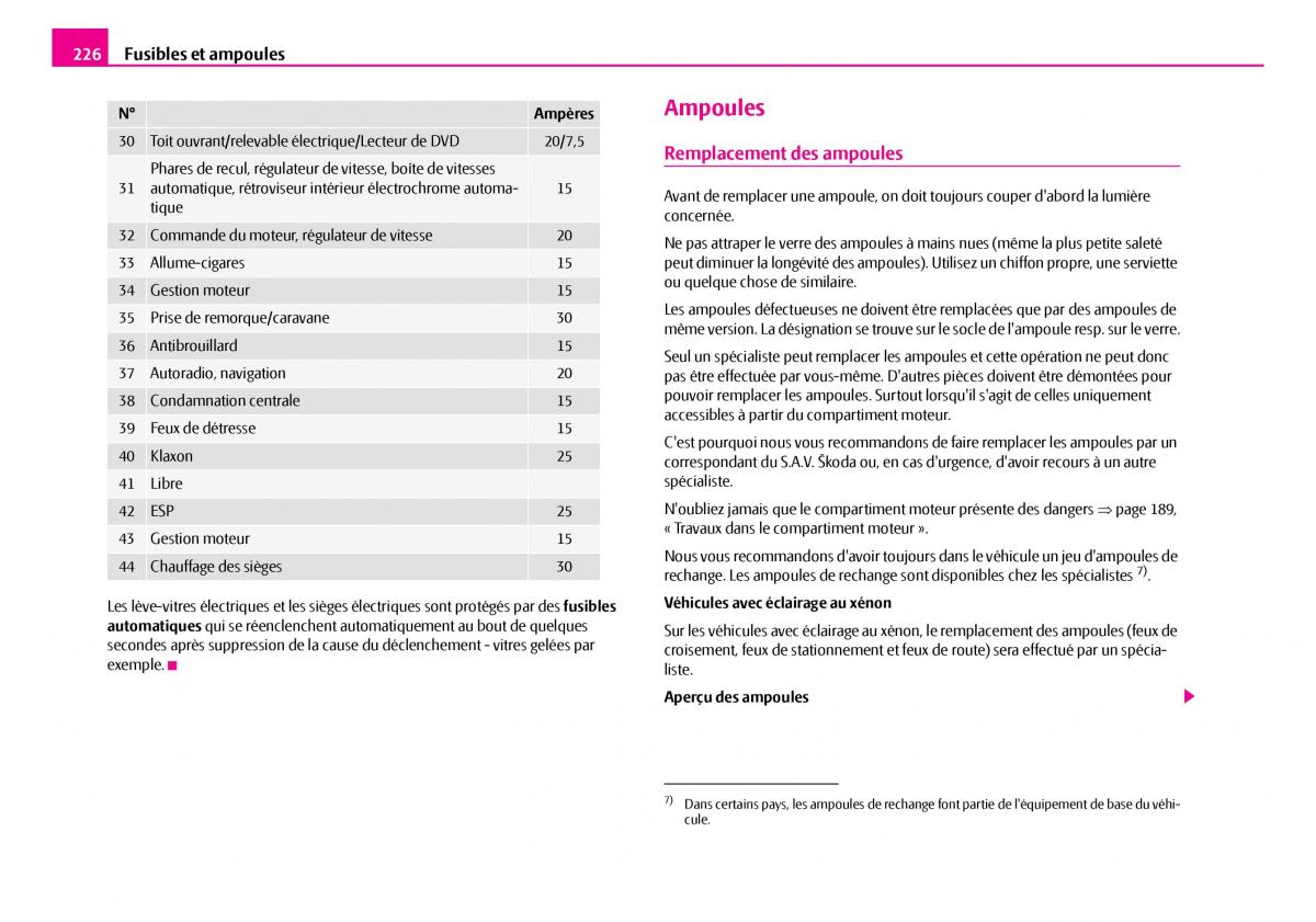 Skoda Superb I 1 manuel du proprietaire / page 227