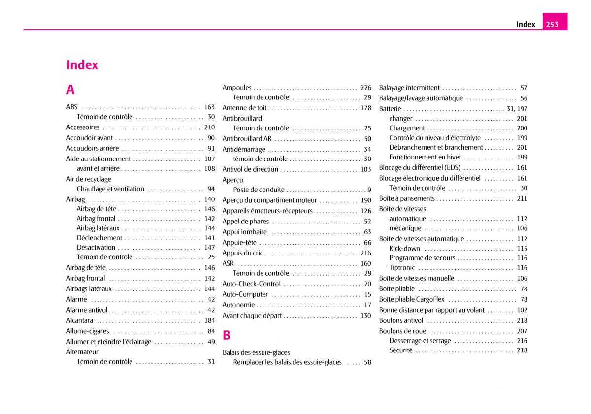 Skoda Superb I 1 manuel du proprietaire / page 254