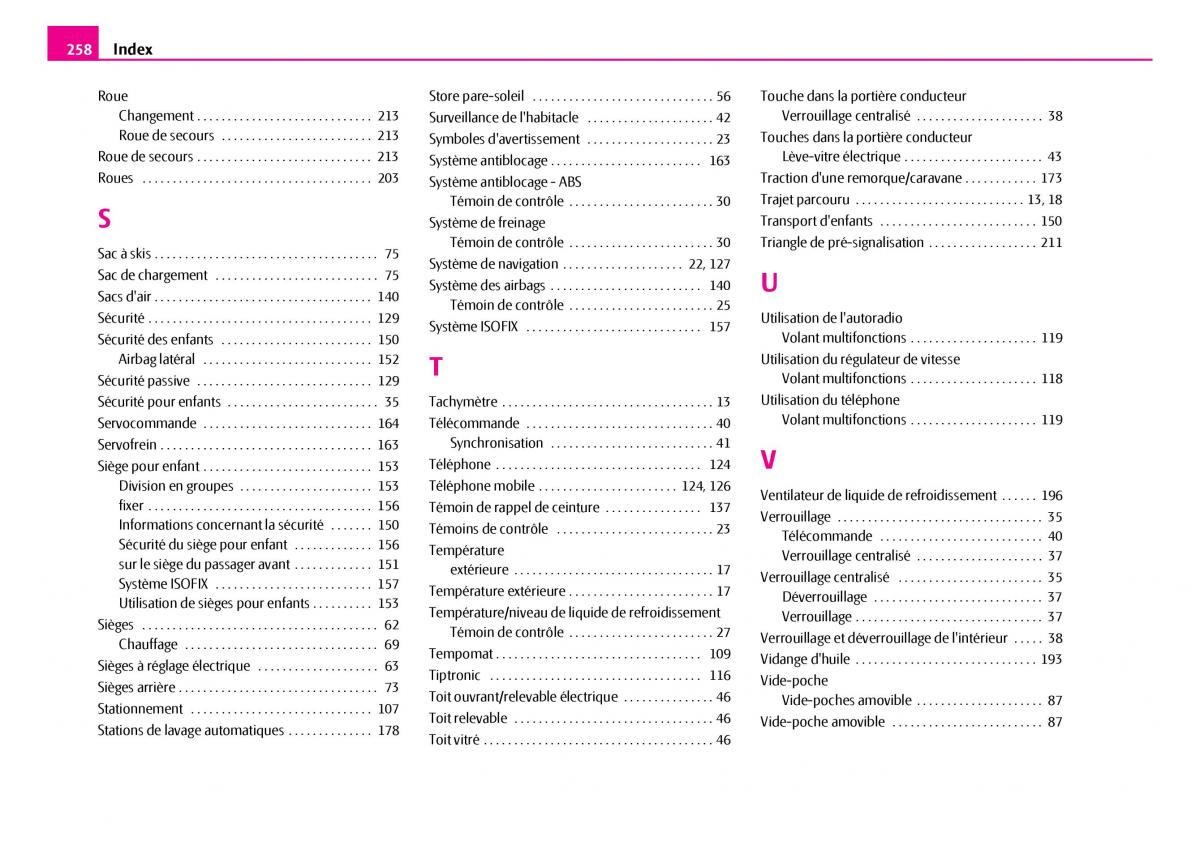 Skoda Superb I 1 manuel du proprietaire / page 259