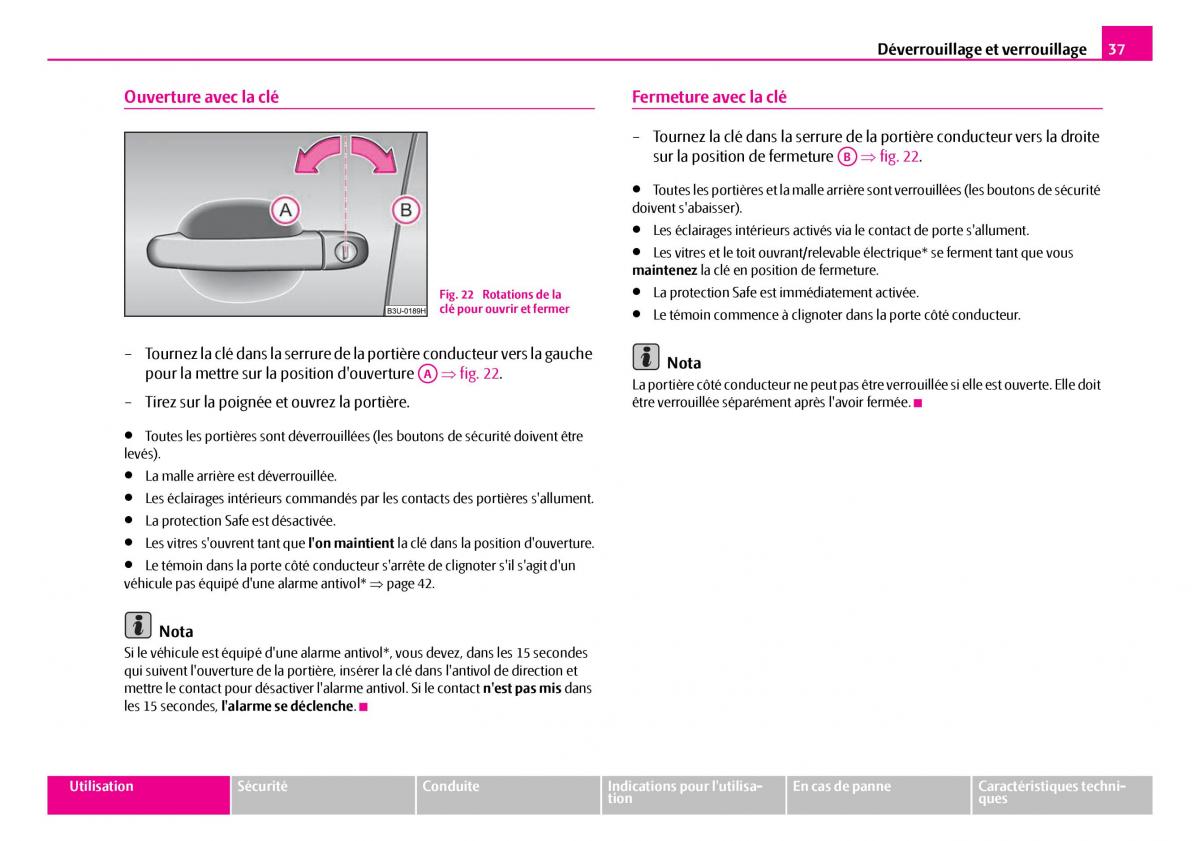 Skoda Superb I 1 manuel du proprietaire / page 38