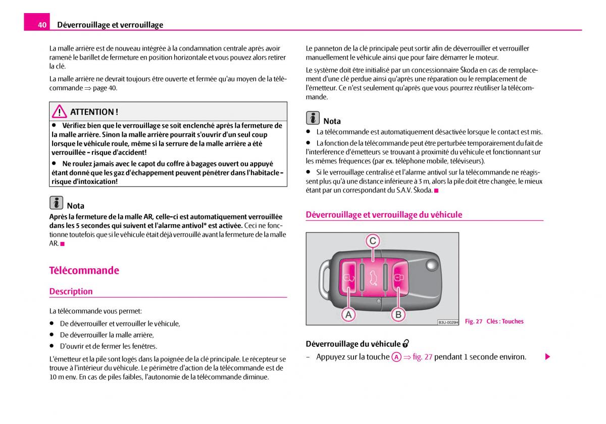 Skoda Superb I 1 manuel du proprietaire / page 41