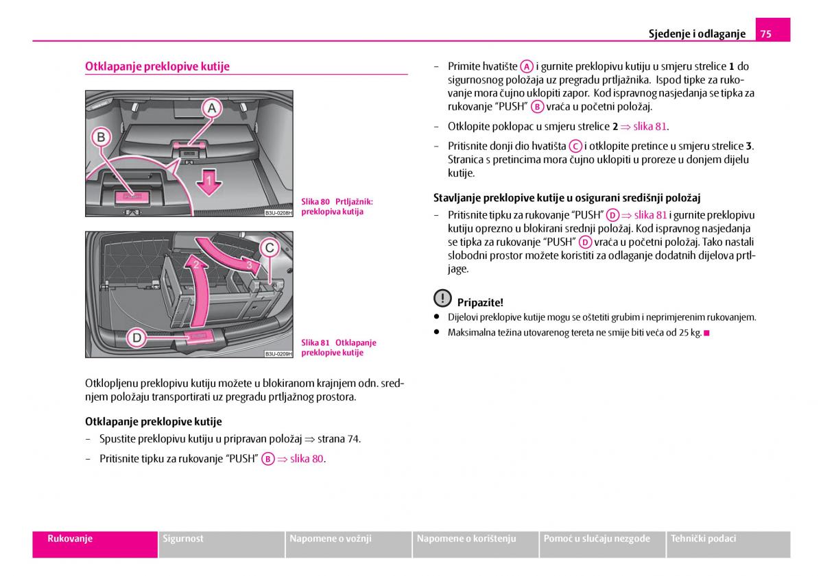 Skoda Superb I 1 vlasnicko uputstvo / page 76