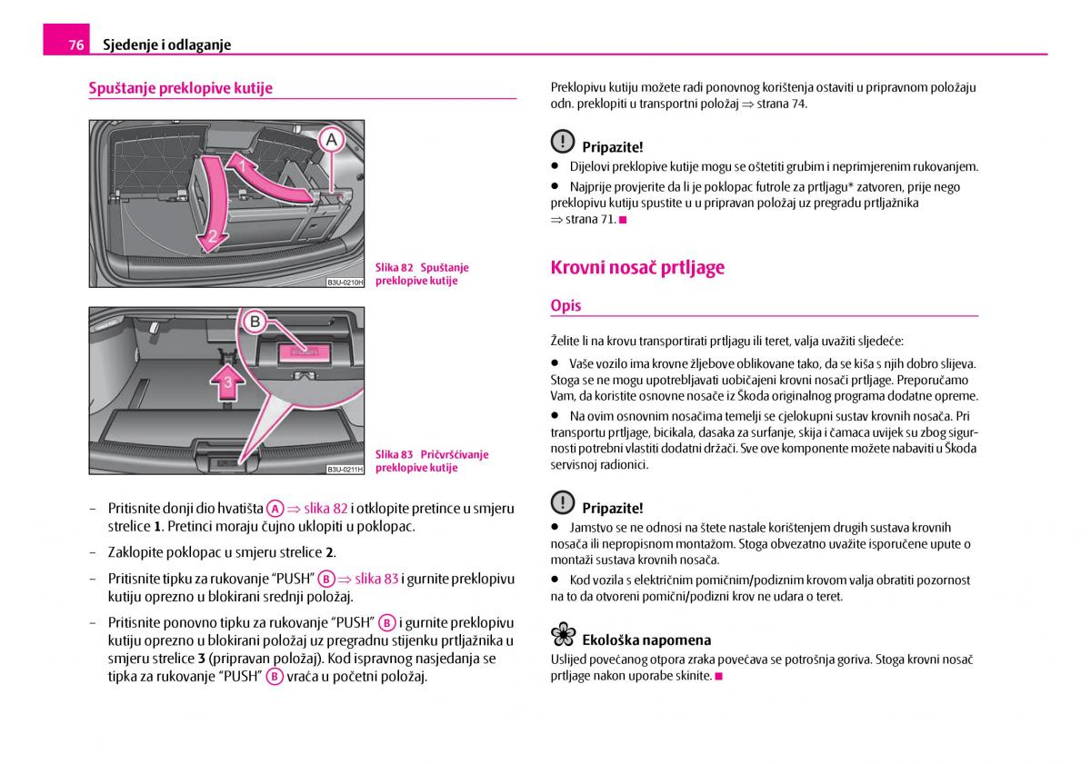 Skoda Superb I 1 vlasnicko uputstvo / page 77