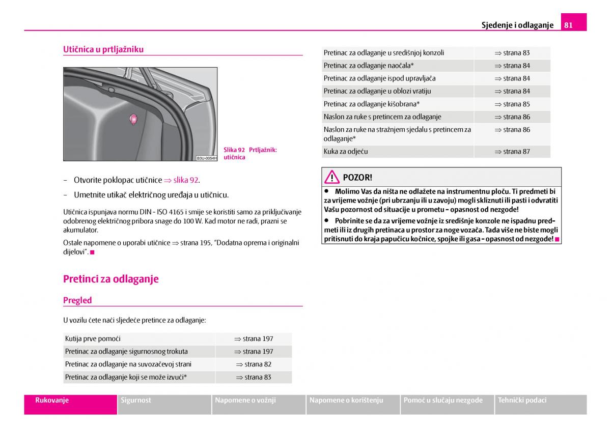 Skoda Superb I 1 vlasnicko uputstvo / page 82