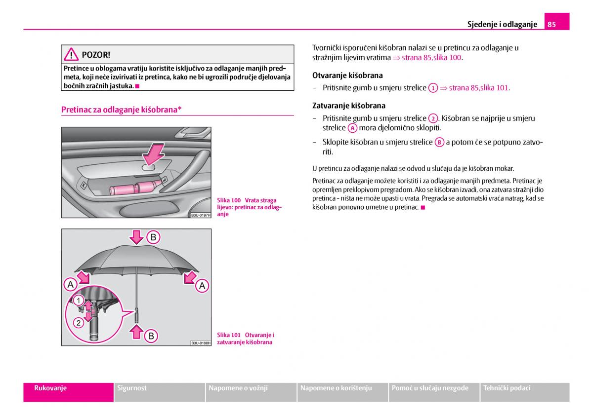 Skoda Superb I 1 vlasnicko uputstvo / page 86