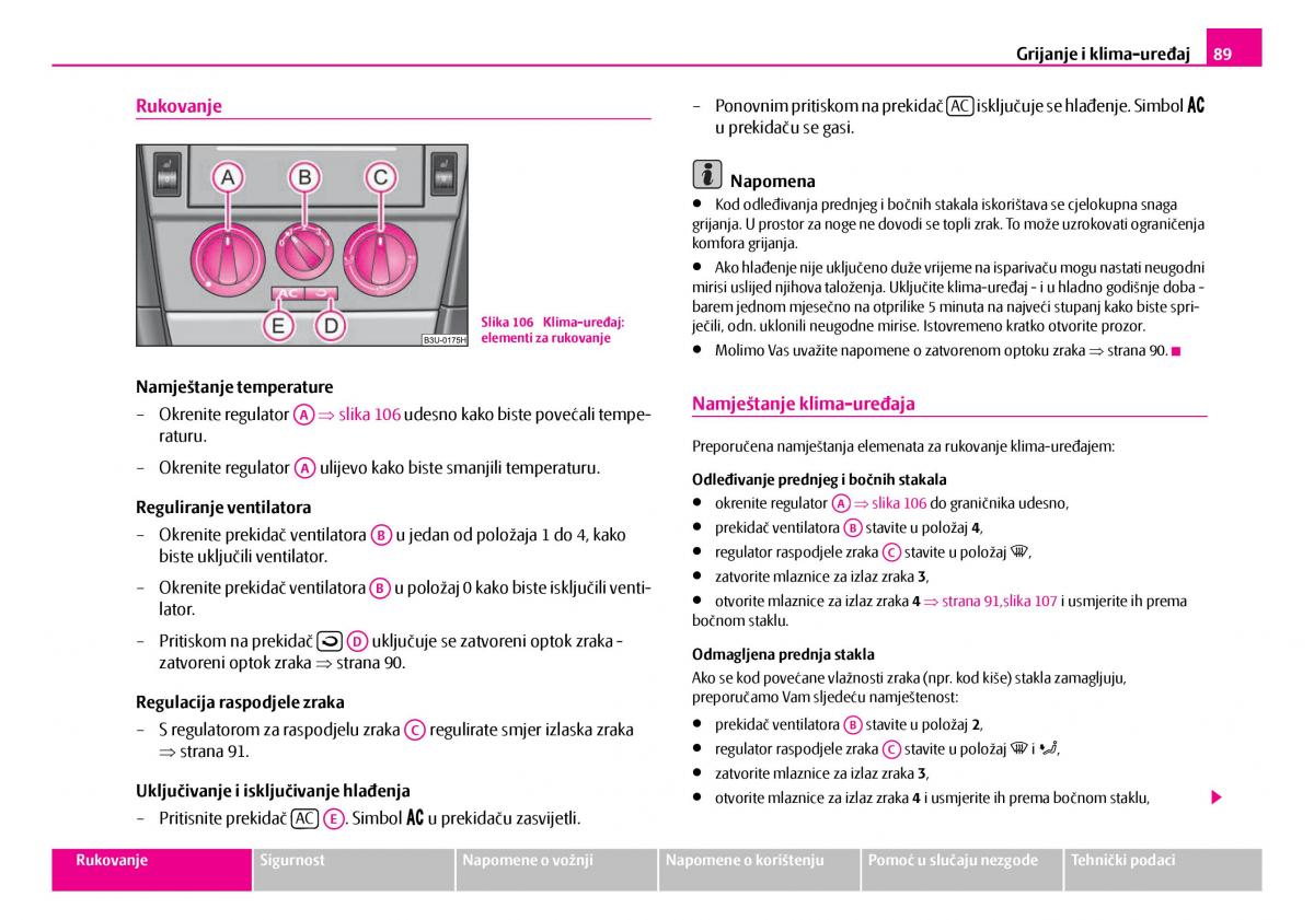 Skoda Superb I 1 vlasnicko uputstvo / page 90