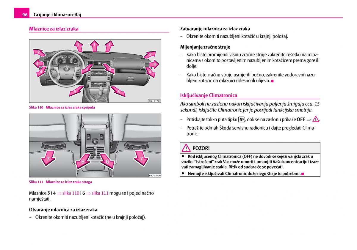 Skoda Superb I 1 vlasnicko uputstvo / page 97