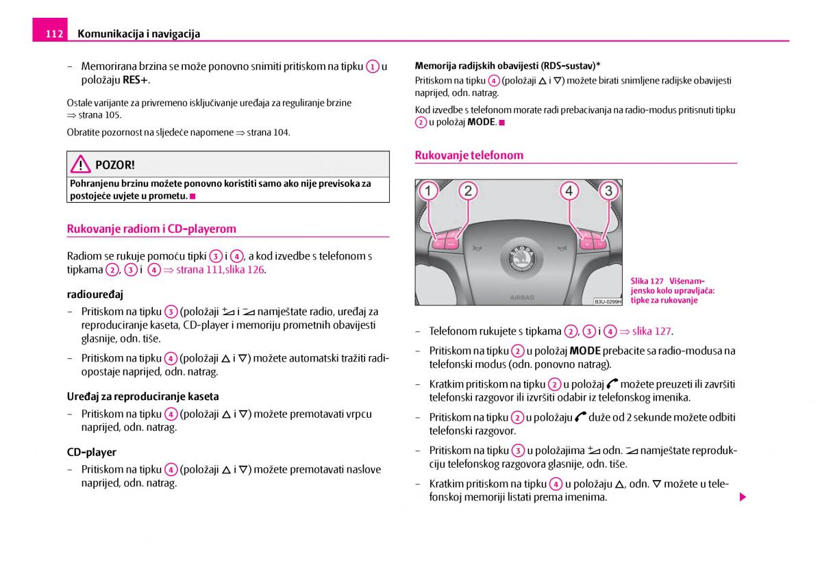 Skoda Superb I 1 vlasnicko uputstvo / page 113