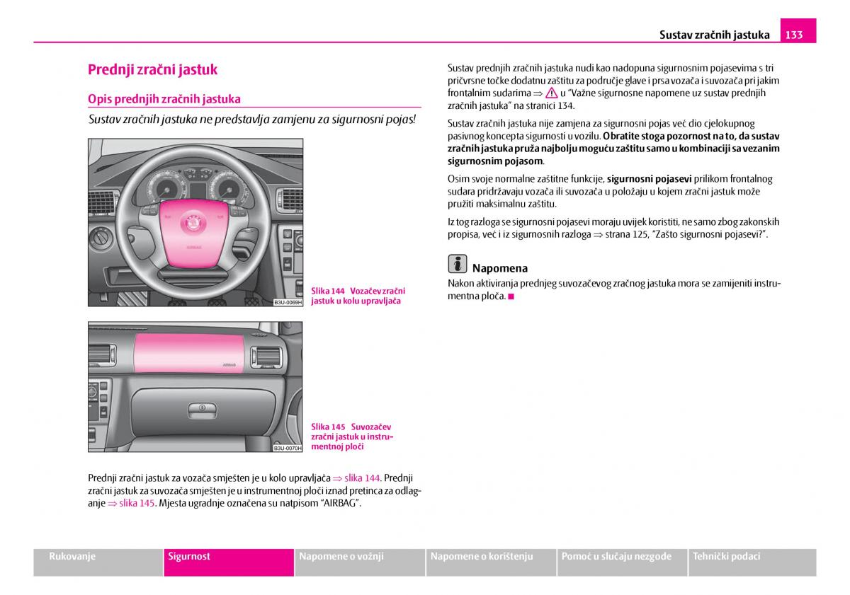 Skoda Superb I 1 vlasnicko uputstvo / page 134