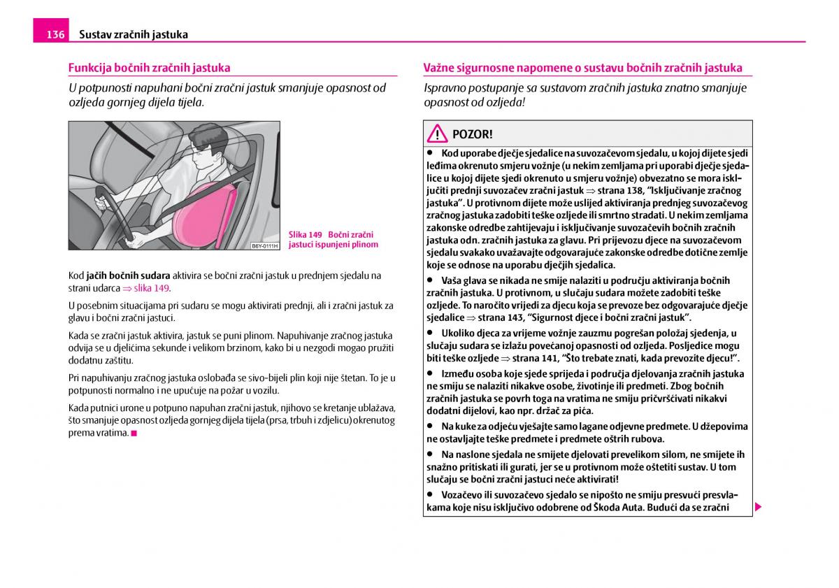 Skoda Superb I 1 vlasnicko uputstvo / page 137