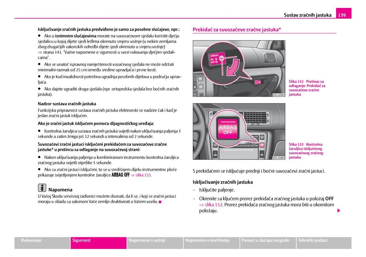 Skoda Superb I 1 vlasnicko uputstvo / page 140