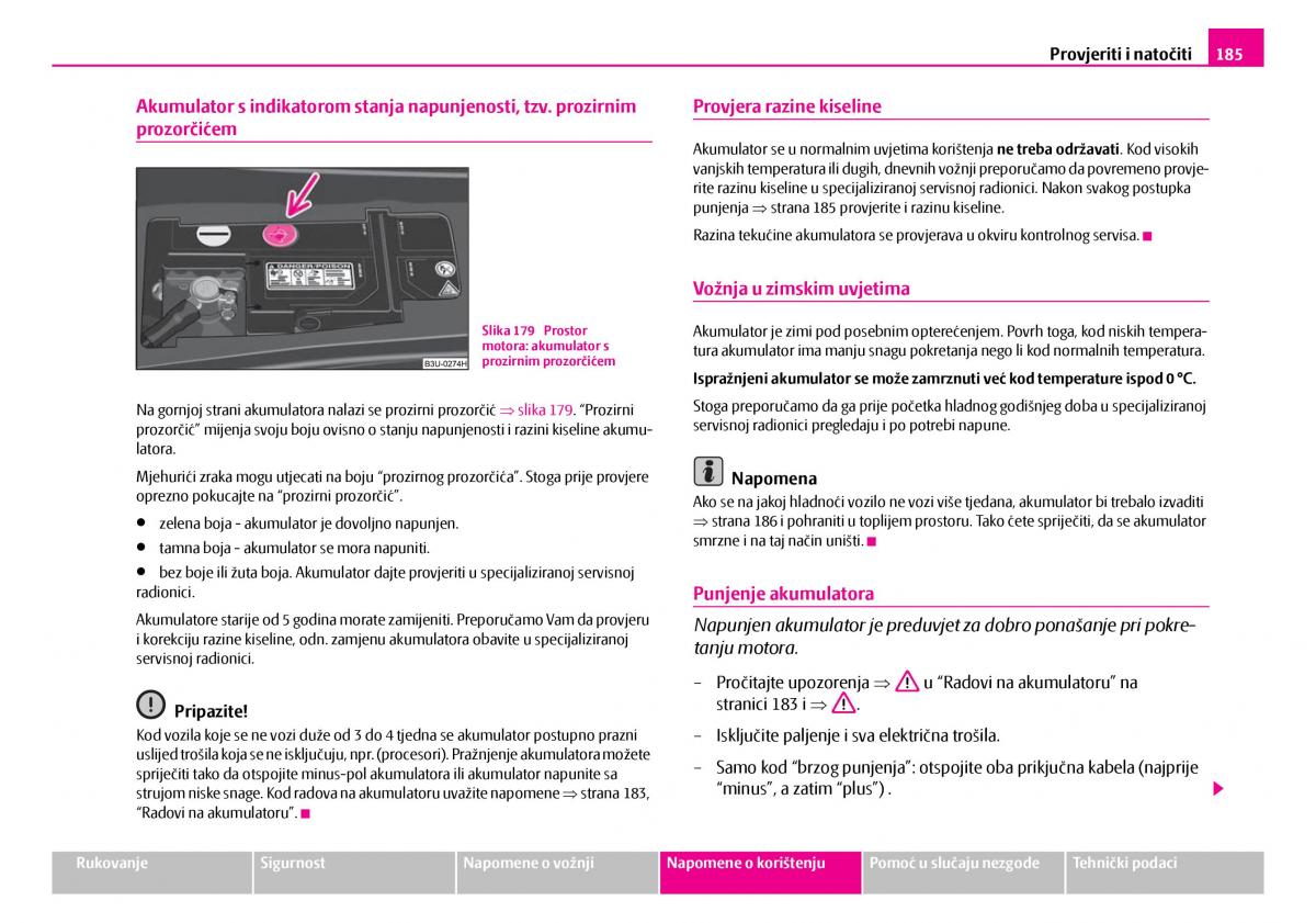 Skoda Superb I 1 vlasnicko uputstvo / page 186