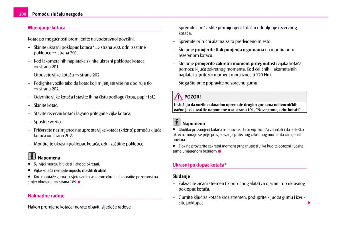 Skoda Superb I 1 vlasnicko uputstvo / page 201