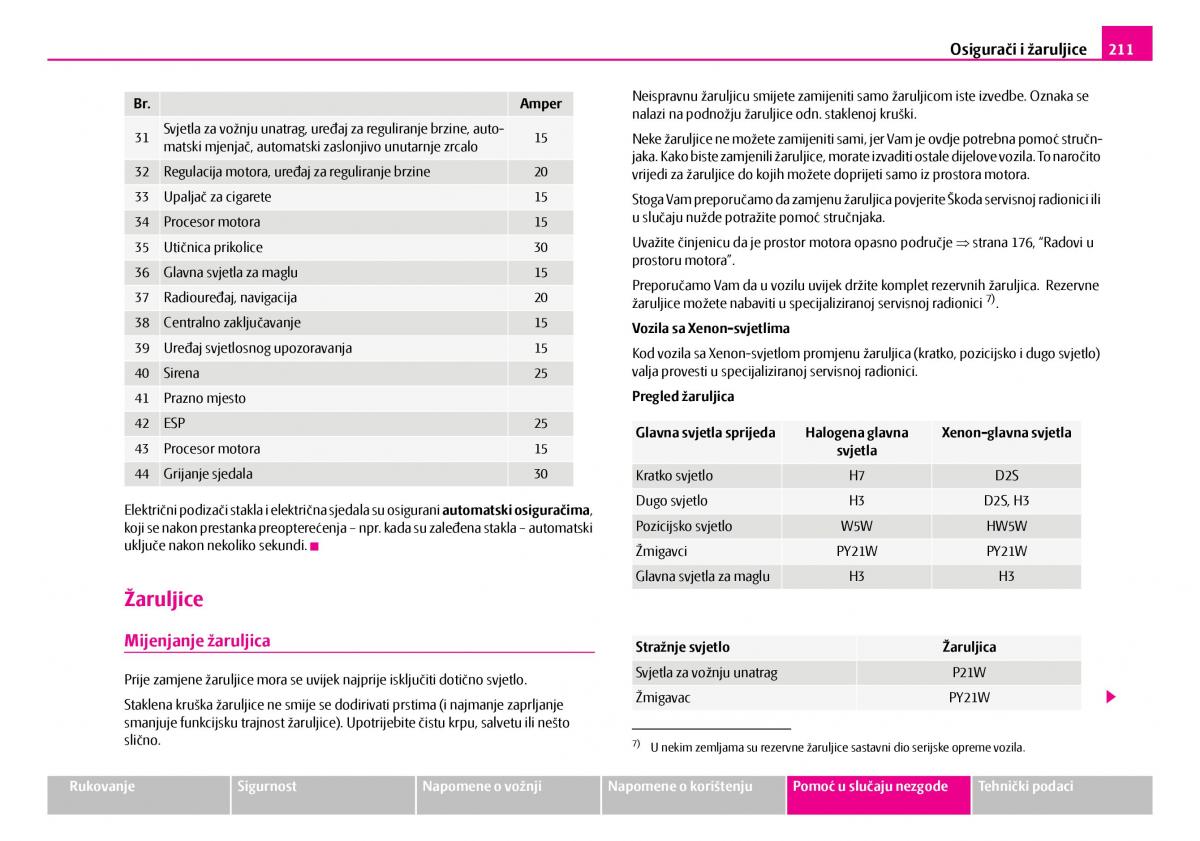 Skoda Superb I 1 vlasnicko uputstvo / page 212