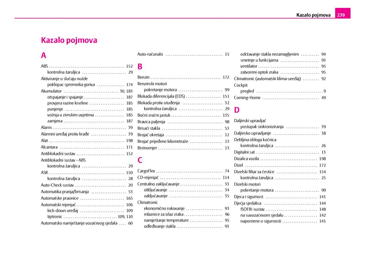 Skoda Superb I 1 vlasnicko uputstvo / page 240