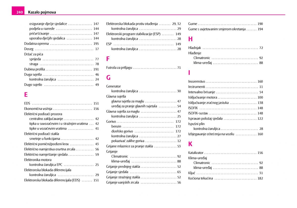 Skoda Superb I 1 vlasnicko uputstvo / page 241