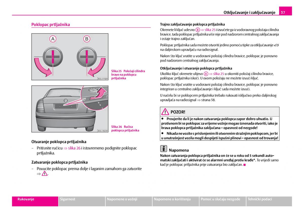 Skoda Superb I 1 vlasnicko uputstvo / page 38