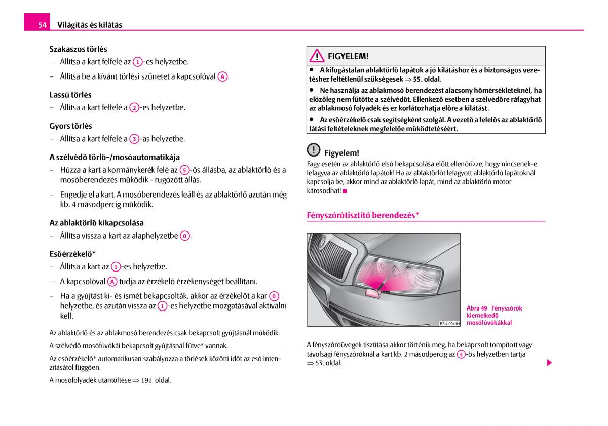 Skoda Superb I 1 Kezelesi utmutato / page 55