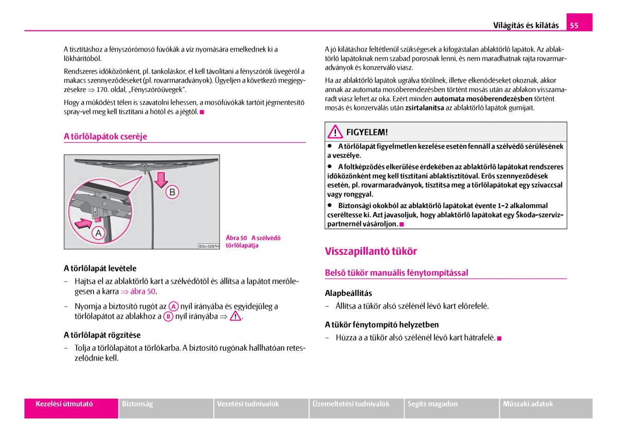 Skoda Superb I 1 Kezelesi utmutato / page 56