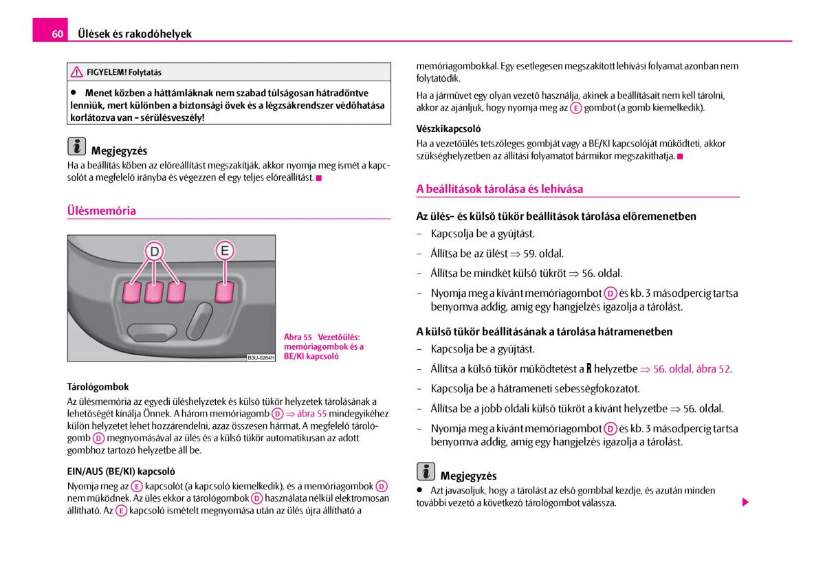 Skoda Superb I 1 Kezelesi utmutato / page 61