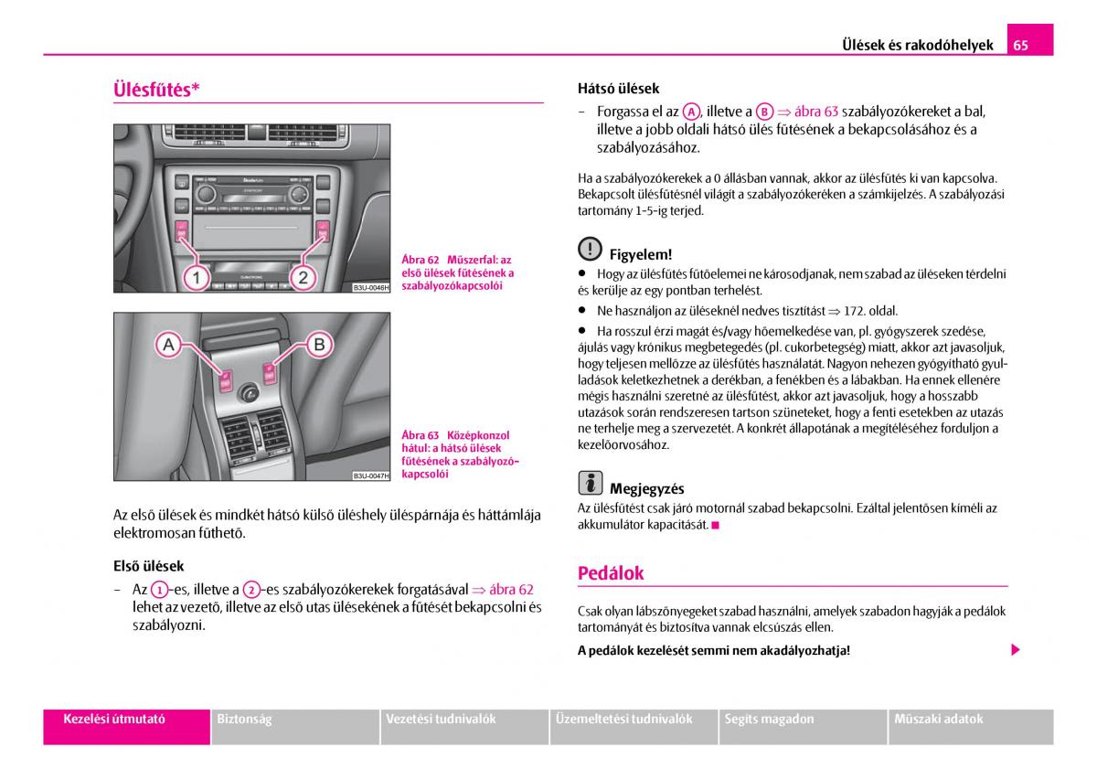 Skoda Superb I 1 Kezelesi utmutato / page 66