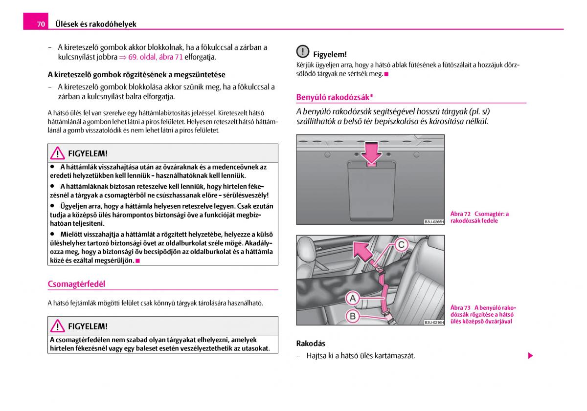 Skoda Superb I 1 Kezelesi utmutato / page 71