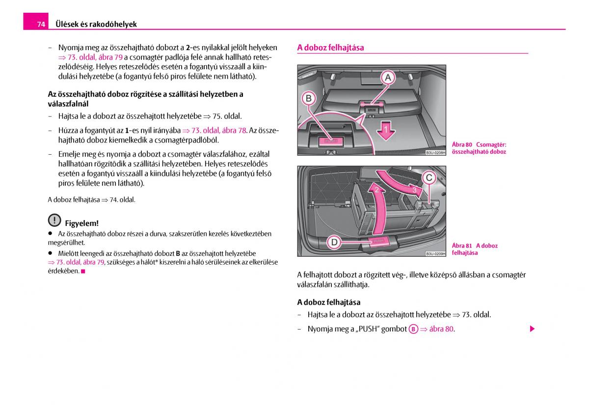 Skoda Superb I 1 Kezelesi utmutato / page 75