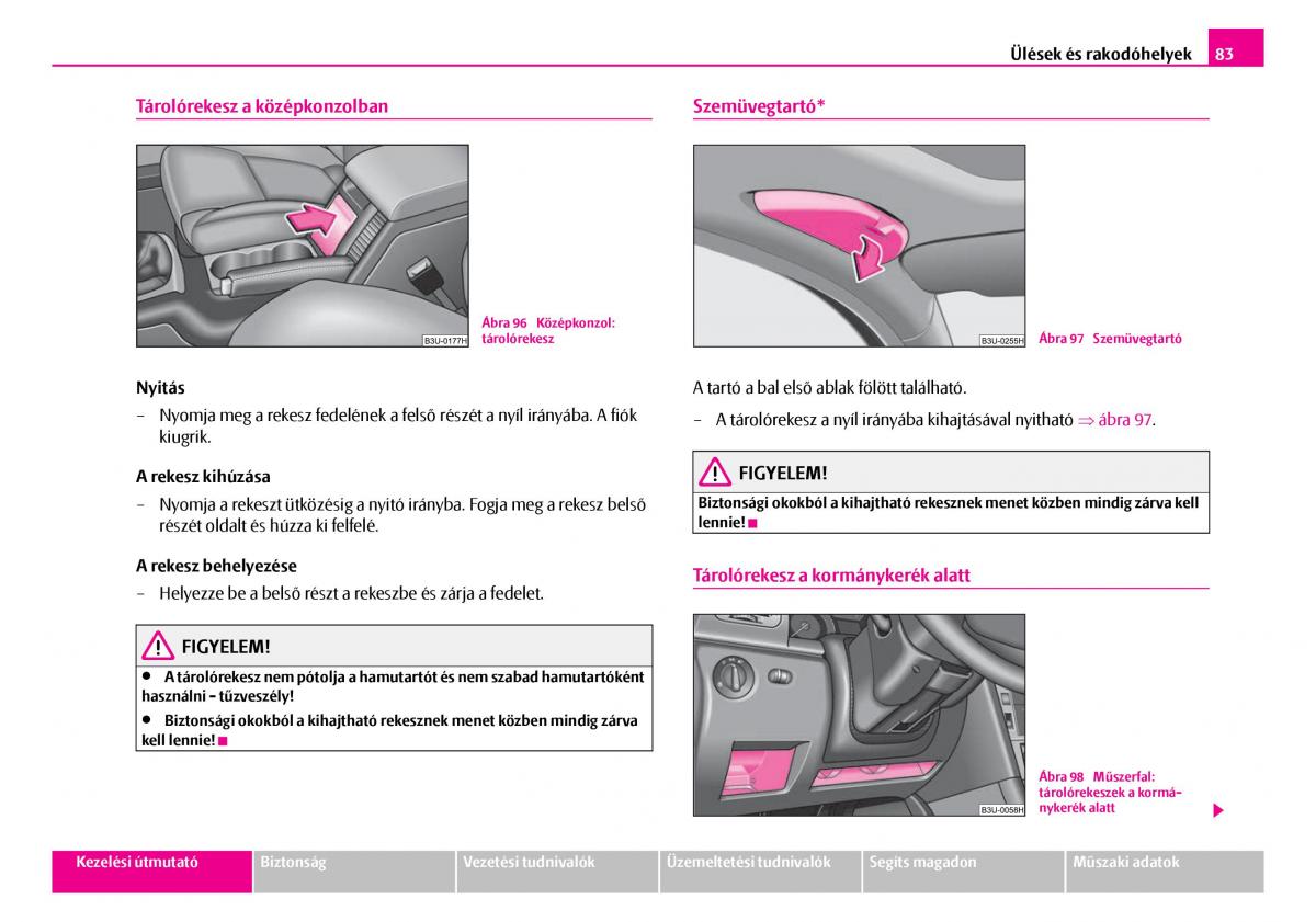 Skoda Superb I 1 Kezelesi utmutato / page 84