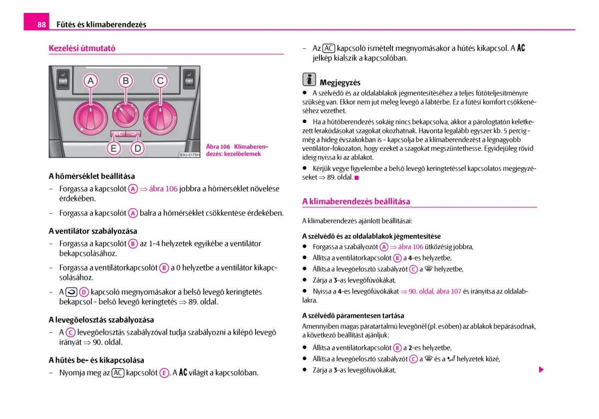 Skoda Superb I 1 Kezelesi utmutato / page 89