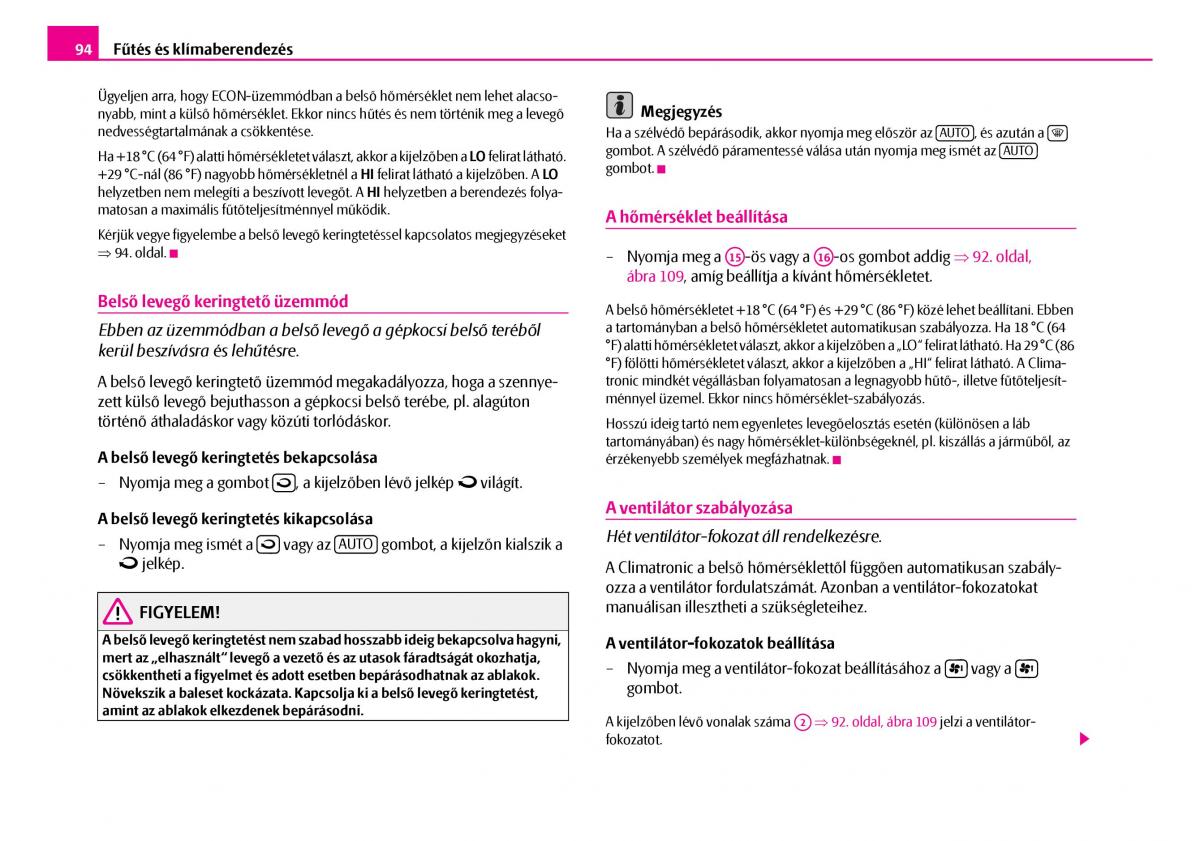 Skoda Superb I 1 Kezelesi utmutato / page 95