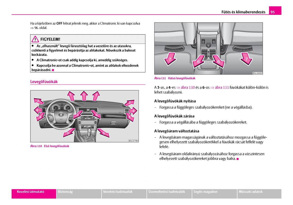 Skoda Superb I 1 Kezelesi utmutato / page 96