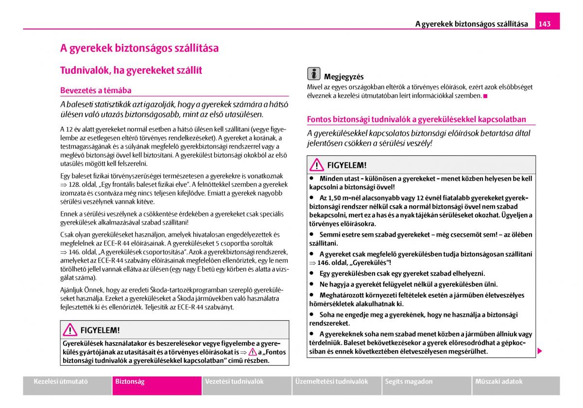 Skoda Superb I 1 Kezelesi utmutato / page 144