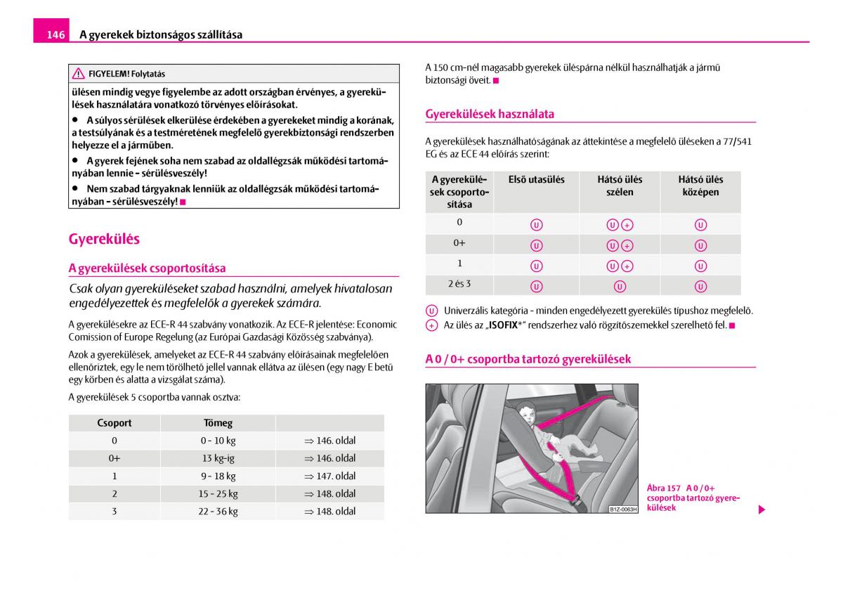 Skoda Superb I 1 Kezelesi utmutato / page 147