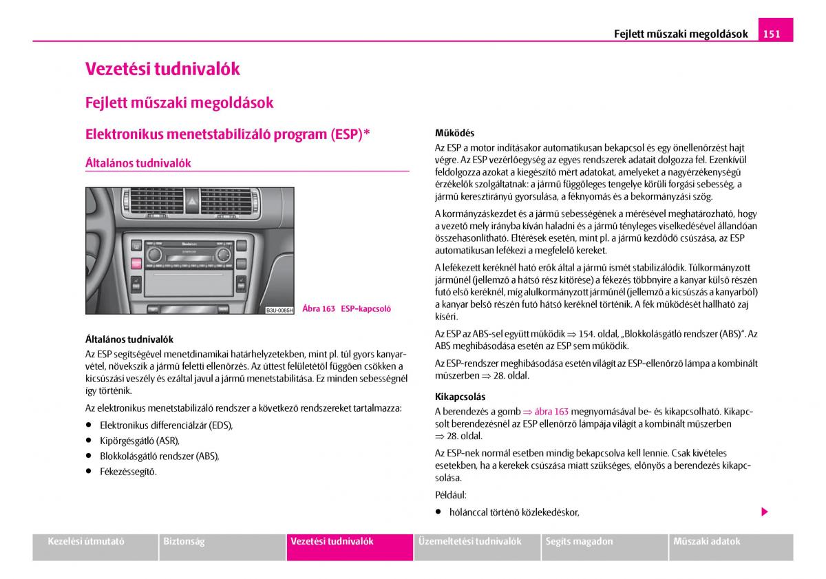 Skoda Superb I 1 Kezelesi utmutato / page 152