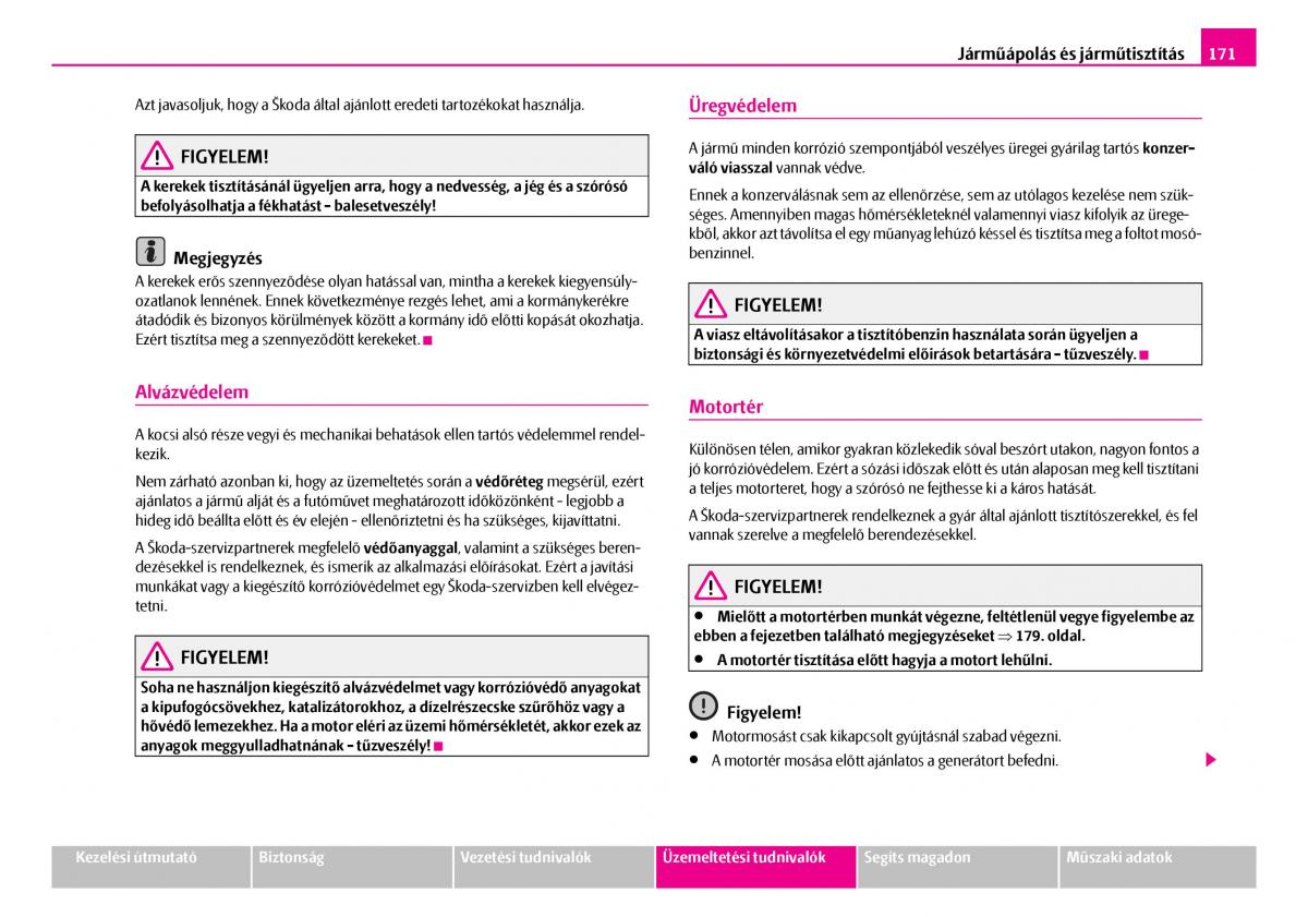 Skoda Superb I 1 Kezelesi utmutato / page 172