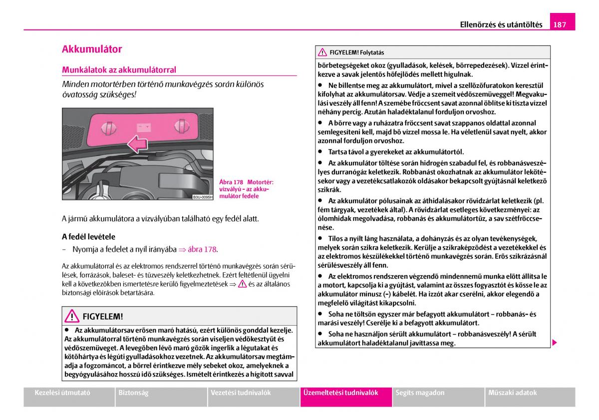 Skoda Superb I 1 Kezelesi utmutato / page 188