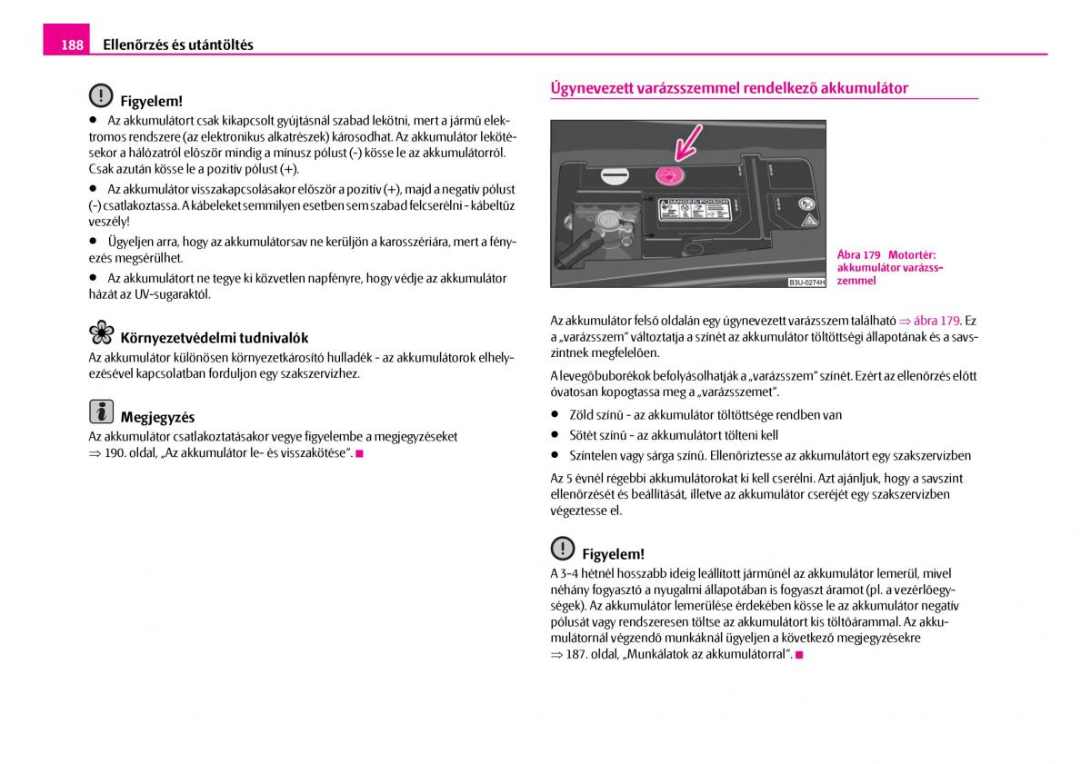 Skoda Superb I 1 Kezelesi utmutato / page 189