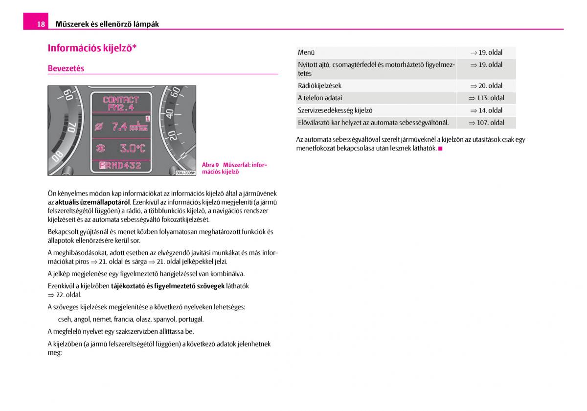 Skoda Superb I 1 Kezelesi utmutato / page 19