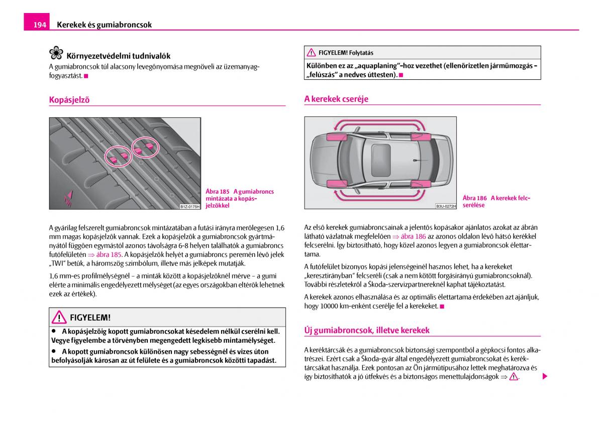 Skoda Superb I 1 Kezelesi utmutato / page 195