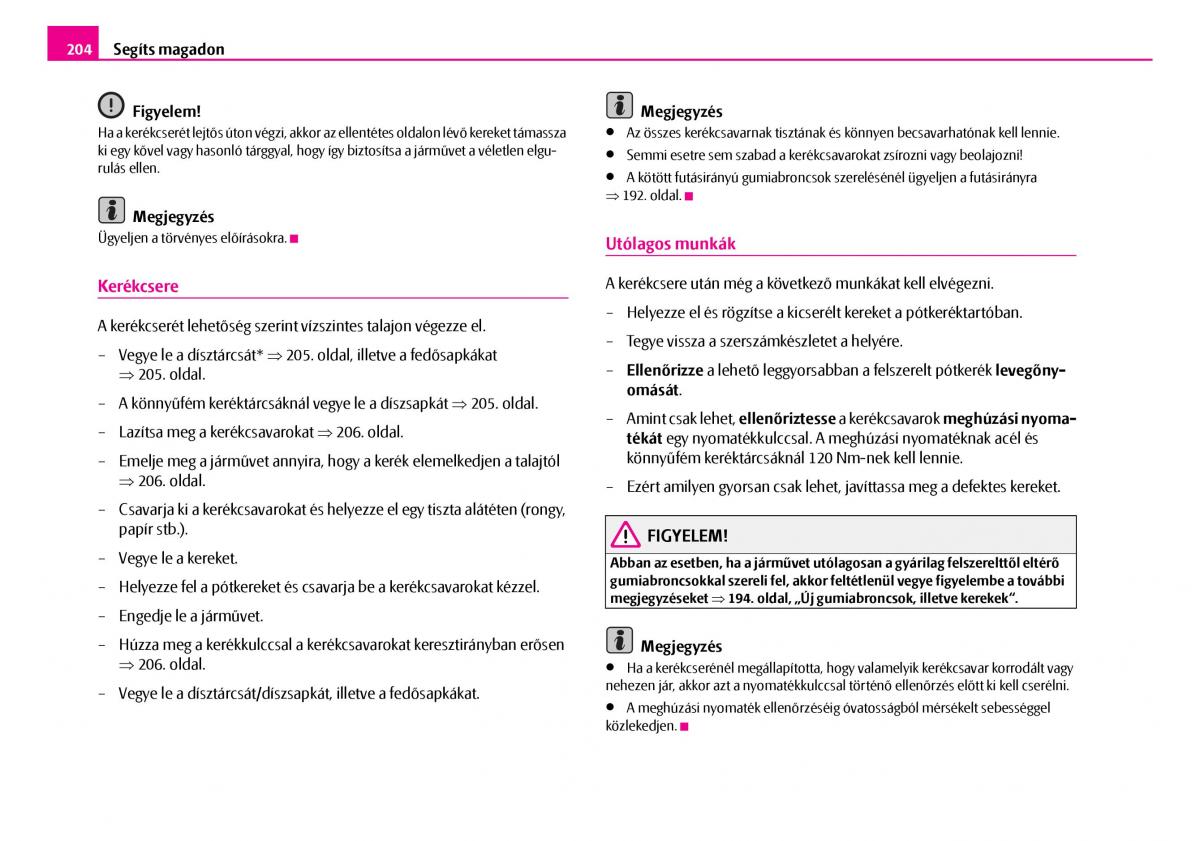 Skoda Superb I 1 Kezelesi utmutato / page 205