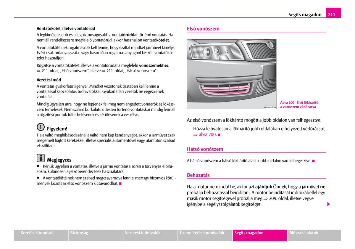 Skoda Superb I 1 Kezelesi utmutato / page 212