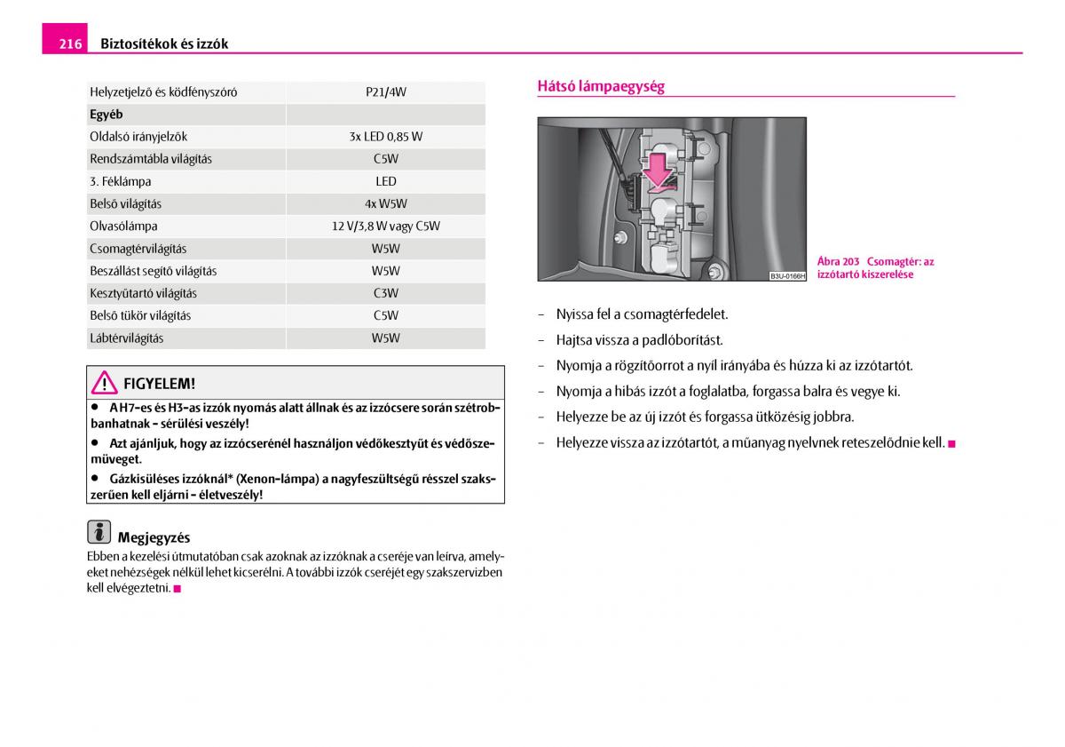 Skoda Superb I 1 Kezelesi utmutato / page 217