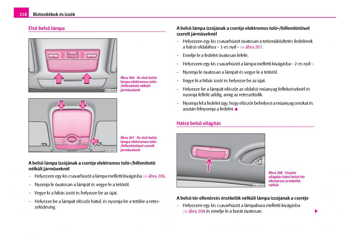 Skoda Superb I 1 Kezelesi utmutato / page 219