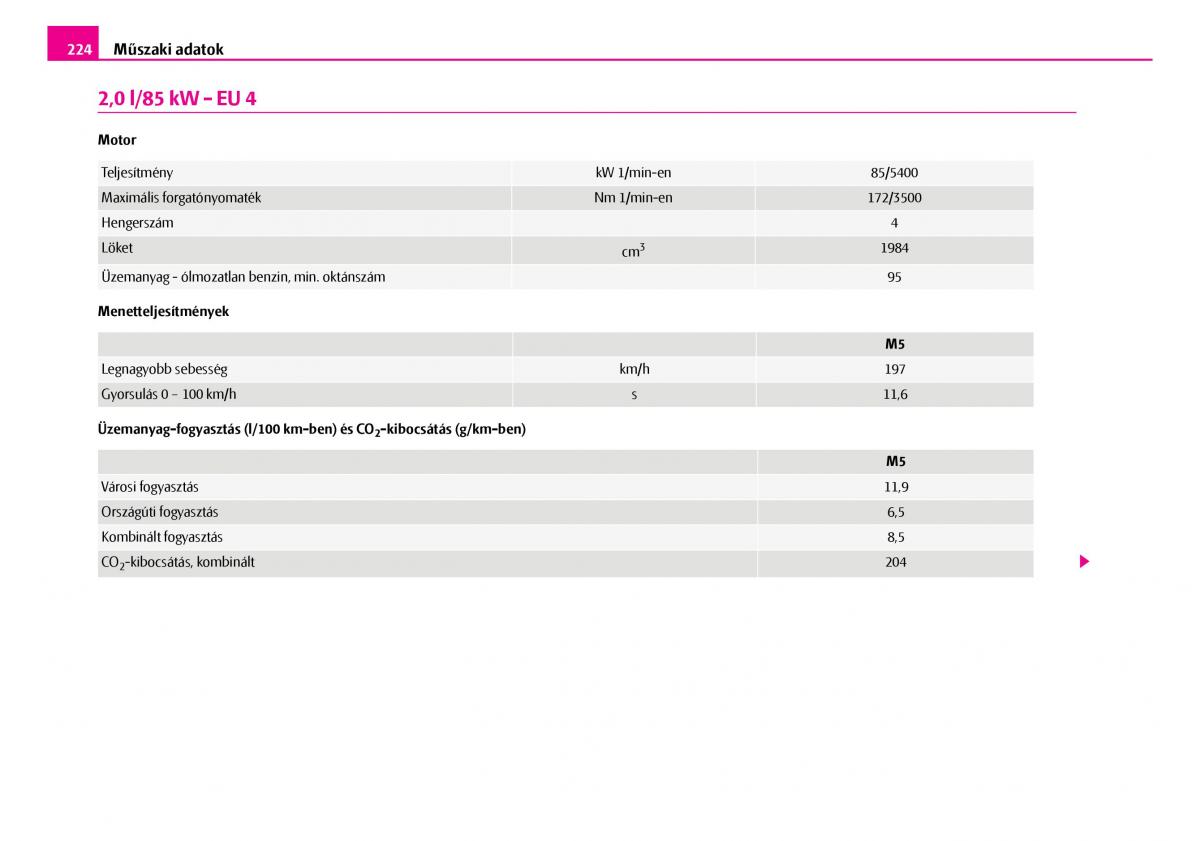 Skoda Superb I 1 Kezelesi utmutato / page 225