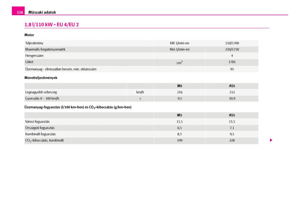 Skoda Superb I 1 Kezelesi utmutato / page 227