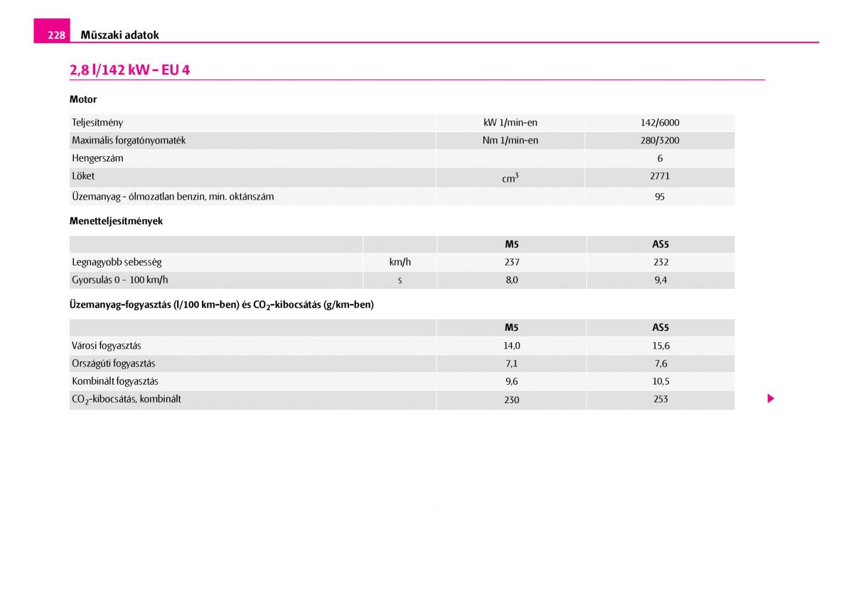 Skoda Superb I 1 Kezelesi utmutato / page 229