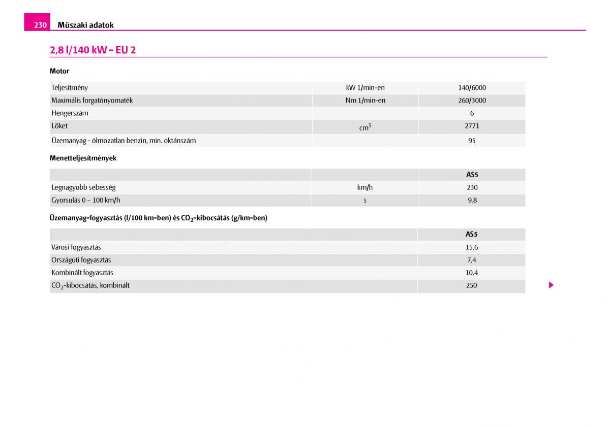 Skoda Superb I 1 Kezelesi utmutato / page 231