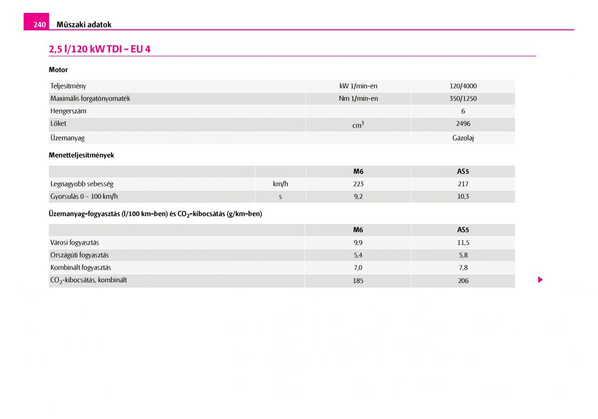 Skoda Superb I 1 Kezelesi utmutato / page 241